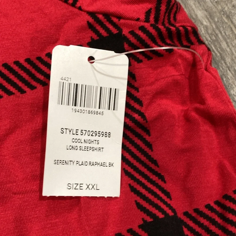 Soma Cool Nights Long Sleepshirt- Serenity Plaid - Picture 6 of 8